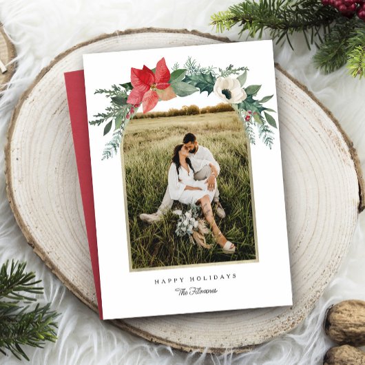 Prettige feestdagen Winter Floral Arch Feestdagenkaart