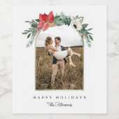 Prettige feestdagen Winter Floral Arch Wijn Etiket (Enkel label)