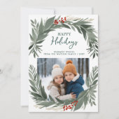 Prettige feestdagen Winter Foliage Groen Feestdagenkaart (Voorkant)