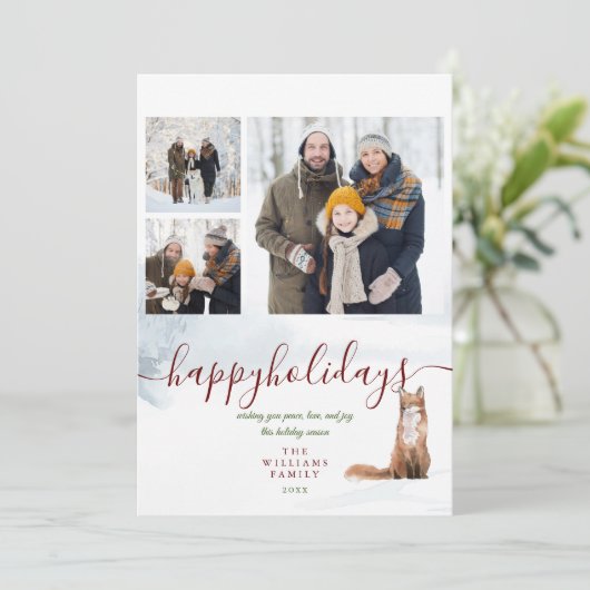 prettige feestdagen Winter Fox 3 Kerstfeest Feestdagenkaart (Staand voorkant)