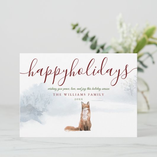 prettige feestdagen Winter Fox Kerstfeestdag Kaart (Staand voorkant)