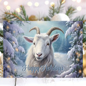 Prettige feestdagen Winter Goat Christmas Kaart
