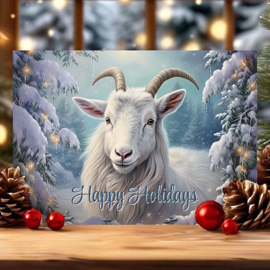 Prettige feestdagen Winter Goat Christmas Kaart
