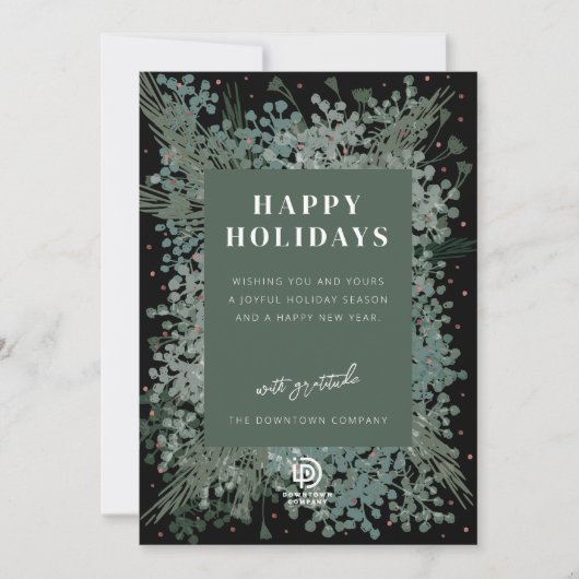 prettige feestdagen Winter Greenery Holiday Card Feestdagenkaart (Voorkant)