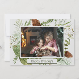 Prettige feestdagen Winter Greenery Horizontale fo Feestdagenkaart