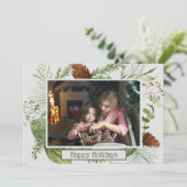 Prettige feestdagen Winter Greenery Horizontale fo Feestdagenkaart (Staand voorkant)