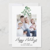 Prettige feestdagen Winter Greenery Mistletoe Foto Feestdagenkaart (Voorkant)