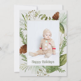 prettige feestdagen Winter Greenery Verticale foto Feestdagenkaart