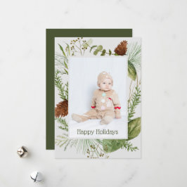 prettige feestdagen Winter Greenery Verticale foto Feestdagenkaart