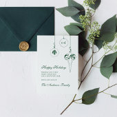 Prettige feestdagen Winter Groen Monogram Bauble F Feestdagenkaart