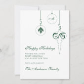 Prettige feestdagen Winter Groen Monogram Bauble F Feestdagenkaart (Voorkant)
