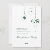 Prettige feestdagen Winter Groen Monogram Bauble Feestdagenkaart (Achterkant)