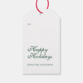 Prettige feestdagen Winter Groene Vakantie Ornamen Cadeaulabel (Achterkant)