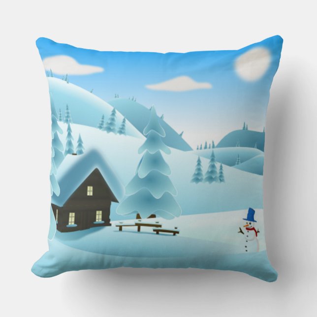 "PRETTIGE FEESTDAGEN" WINTER LANDSCAPE KUSSEN (Voorkant)
