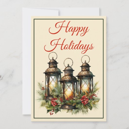 Prettige feestdagen Winter lantaarns aangepaste fo Feestdagenkaart (Voorkant)