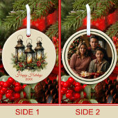 Prettige feestdagen Winter lantaarns aangepaste fo Keramisch Ornament