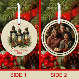 Prettige feestdagen Winter lantaarns aangepaste fo Keramisch Ornament