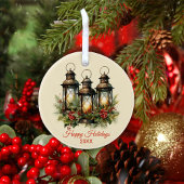 Prettige feestdagen Winter lantaarns aangepaste fo Keramisch Ornament