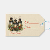 Prettige feestdagen Winter lantaarns cadeau Labels Cadeaulabel (Voorkant (Horizontaal))