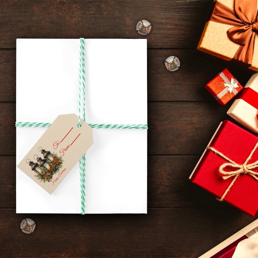 Prettige feestdagen Winter lantaarns cadeau Labels Cadeaulabel