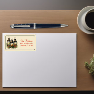 Prettige feestdagen Winter lantaarns kerst Etiket