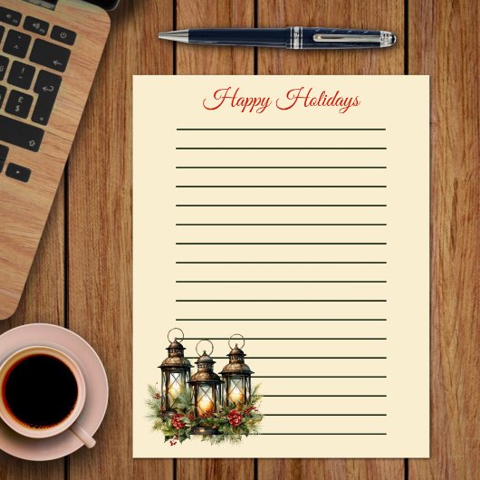 Prettige feestdagen Winter lantaarns notitiepapier