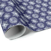 Prettige feestdagen Winter Marine Blauw Wit Sneeuw Cadeaupapier (Rol Hoek)