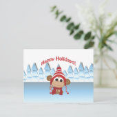 prettige feestdagen! Winter Monkey Feestdagenkaart (Staand voorkant)