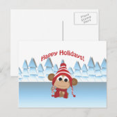 prettige feestdagen! Winter Monkey Feestdagenkaart (Voorkant / Achterkant)