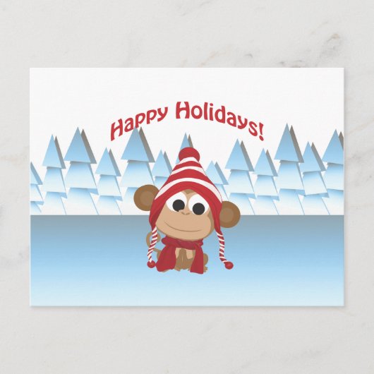 prettige feestdagen! Winter Monkey Feestdagenkaart (Voorkant)