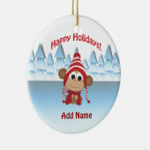 prettige feestdagen! Winter Monkey Keramisch Ornament (Rechts)