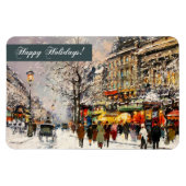 prettige feestdagen. Winter Parisian Scene Magneet (Horizontaal)
