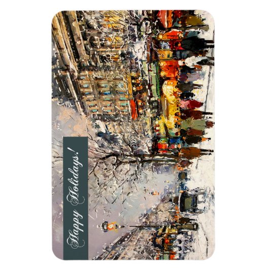 prettige feestdagen. Winter Parisian Scene Magneet (Verticaal)