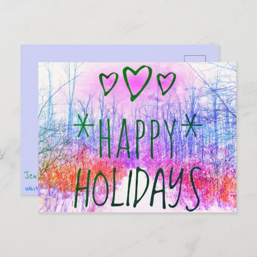 prettige feestdagen WINTER PATH BRIEFKAART (Voorkant / Achterkant)