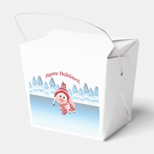 prettige feestdagen! Winter Pig Bedankdoosjes (Achterkant)