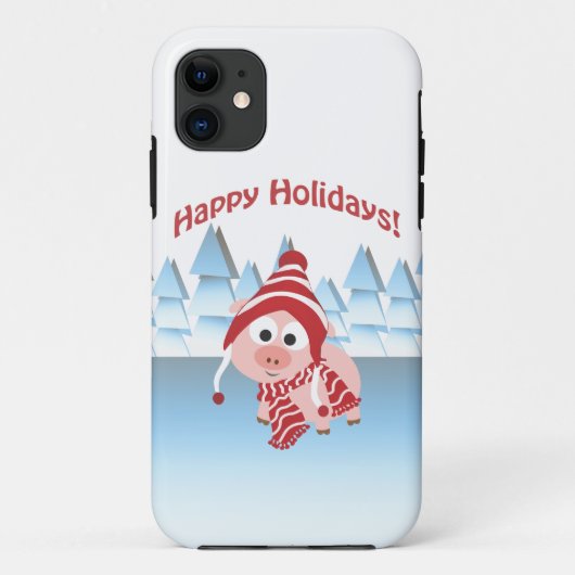 prettige feestdagen! Winter Pig Case-Mate iPhone Case (Achterkant)