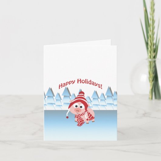 prettige feestdagen Winter Pig Kaart (Voorkant)