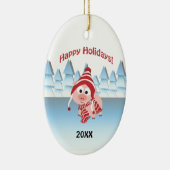 prettige feestdagen! Winter Pig Keramisch Ornament (Rechts)