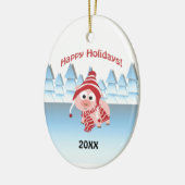 prettige feestdagen! Winter Pig Keramisch Ornament (Links)