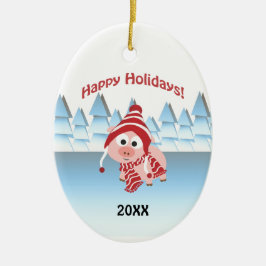 prettige feestdagen! Winter Pig Keramisch Ornament