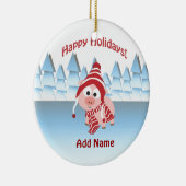 prettige feestdagen! Winter Pig Keramisch Ornament (Rechts)
