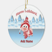 prettige feestdagen! Winter Pig Keramisch Ornament (Links)