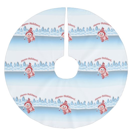 prettige feestdagen! Winter Pig Kerstboom Rok (Voorkant)