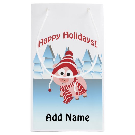 prettige feestdagen! Winter Pig Klein Cadeauzakje (Achterkant)