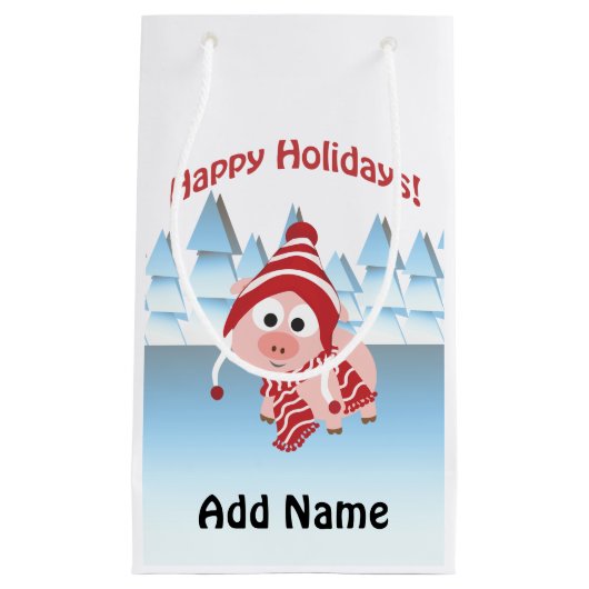 prettige feestdagen! Winter Pig Klein Cadeauzakje (Voorkant)