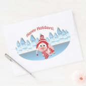 prettige feestdagen! Winter Pig Ovale Sticker (Envelop)