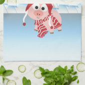 prettige feestdagen! Winter Pig Theedoek (Gevouwen)