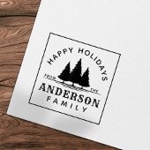 Prettige feestdagen Winter Pine Bomen Kerstmis Fam Zelfinktende Stempel