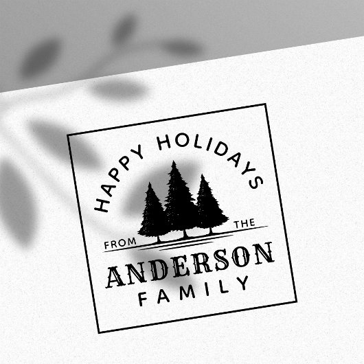 Prettige feestdagen Winter Pine Bomen Kerstmis Fam Zelfinktende Stempel