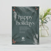 prettige feestdagen Winter Pine Business Holiday C Feestdagenkaart (Staand voorkant)